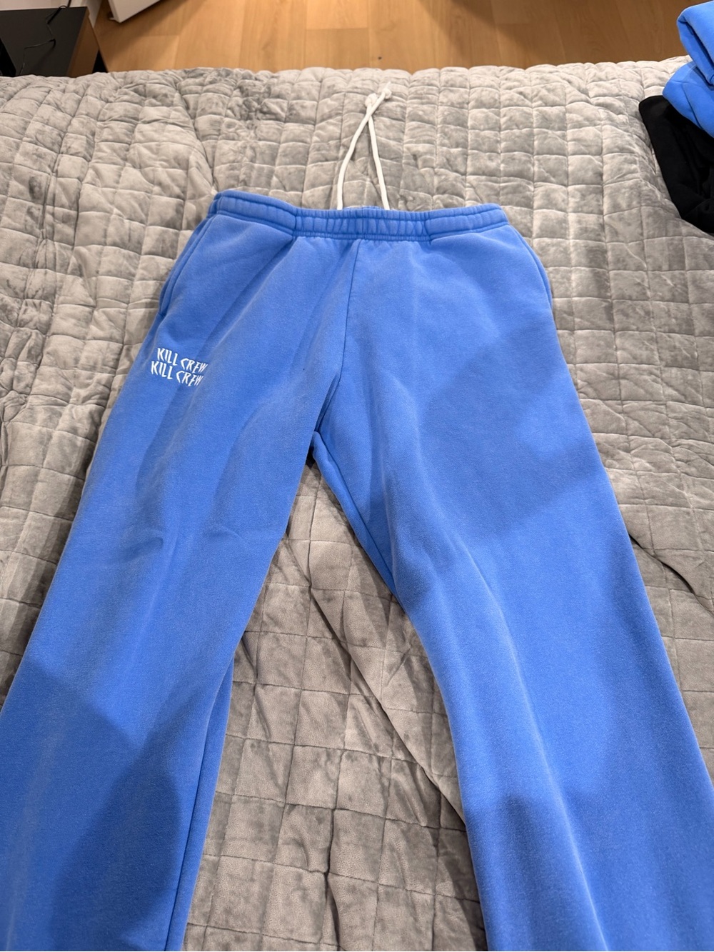 Kill Crew Bright Blue Oversized Sweatpants with White Logo